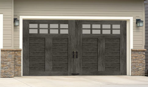 Faux-wood garage door