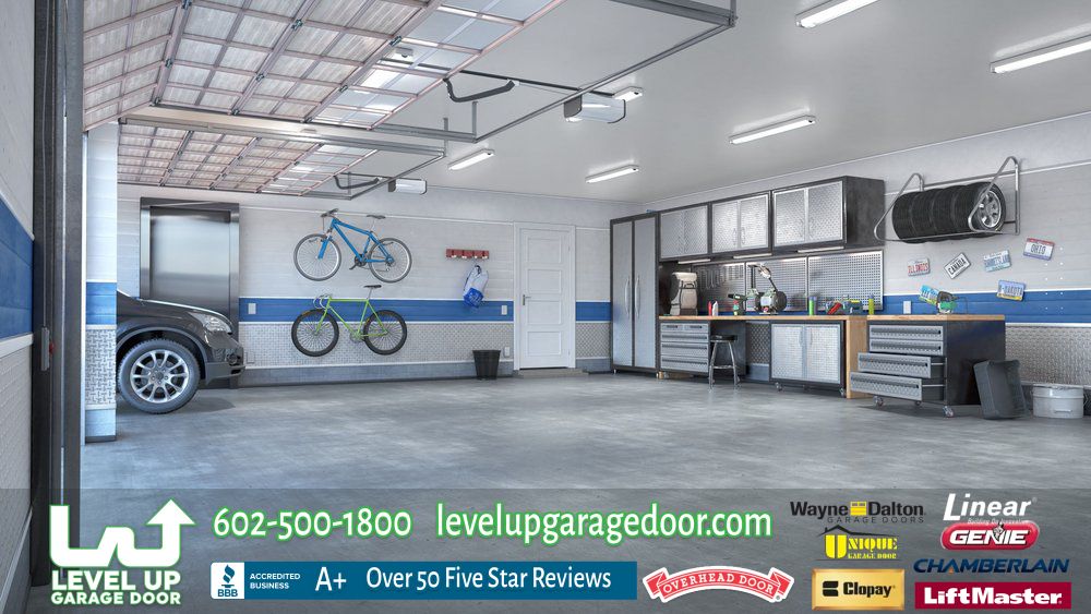 Commercial overhead garage doors serviced by Level Up Garage Door