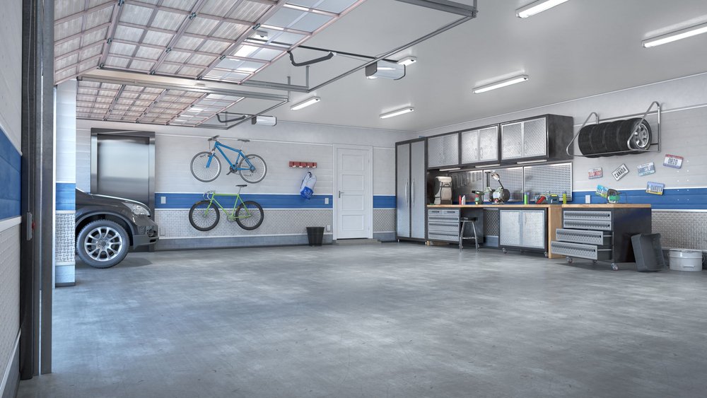 Clean garage bay with newly installed door